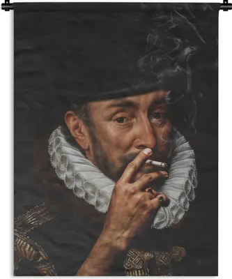 Produktbild von MuchoWow® Wandteppich Wandbehang Wilhelm von Oranien - Adriaen Thomasz - Zigarette 90x120 cm Tapisserie Dekoration Wandtuch - Wanddeko