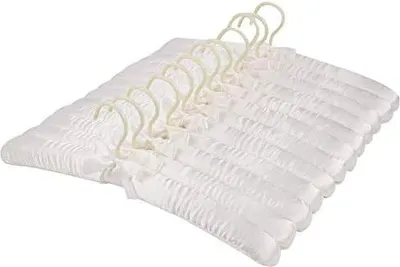 Produktbild von Tosnail 12 Stück Satin Gepolsterte Kleiderbügel, Schaumstoff Gepolsterte Kleiderbügel - Elfenbein