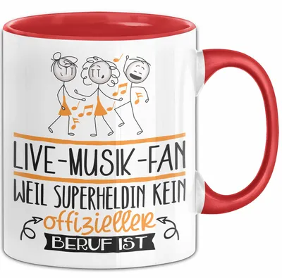 Produktbild von Live-Musik-Fan Geschenk Tasse Lustiger Spruch Live-Musik-Fan Weil Superheldin Kein Offizieller Beruf Ist Geschenkidee (Rot)