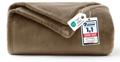 Produktbild von WAVVE Kuscheldecke Braun Decke – Flauschige Fleecedecke 150x200 cm, Warme Sofadecke & Wohndecke, Weicher Sofaüberwurf XL für Couch & Bett