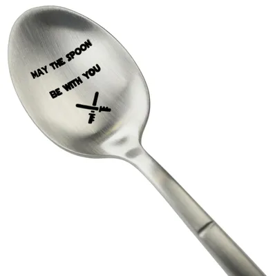 Kaffee- und Dessertlöffel 18/10, Gravur "May the spoon be with you"