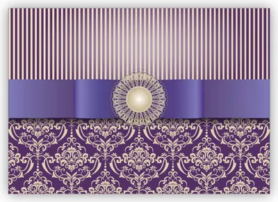 Produktbild von 4x Vornehme Grußkarte im edlem Retro Look mit Vintage Damast Muster toll als Glückwunsch oder Einladung, lila violett