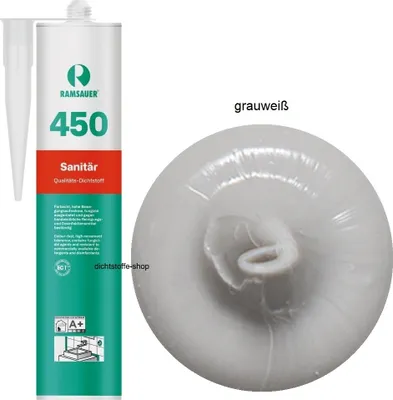 Produktbild von Ramsauer 450 Sanitär 1K Silikon Dichtstoff 310ml Kartusche grauweiß