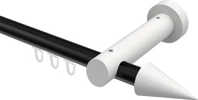 Produktbild von Interdeco Innenlaufstange / Gardinenstange mit Innenlauf Schwarz / Weiß, Typ Talent Siveo (Kegel), 20 mm Ø 1-läufig, 220 cm