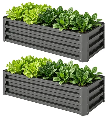 Produktbild von Outsunny 2er-Set Hochbeet Blumenhochbeet witterungsbeständig, Pflanzbeet