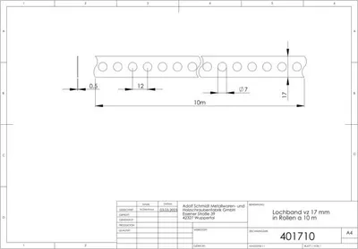 Produktbild von ASW Lochband 401710 17 mm, Stahl verzinkt, Rolle a 10 m