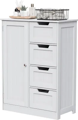 Produktbild von Famanu Badschrank mit 4 Schubladen und 1 Tür - Freistehende Aufbewahrungseinheit