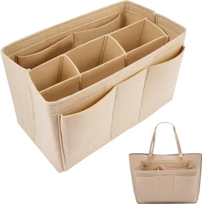 Zdjęcie produktu dla Organizer do torebki 25 cm, kremowy, filc, do torebki