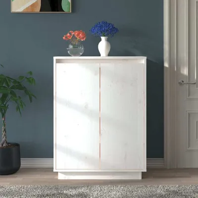 Obrázok produktu pre The Living Store Botník biely 60x35x80 cm z masívneho borovicového dreva