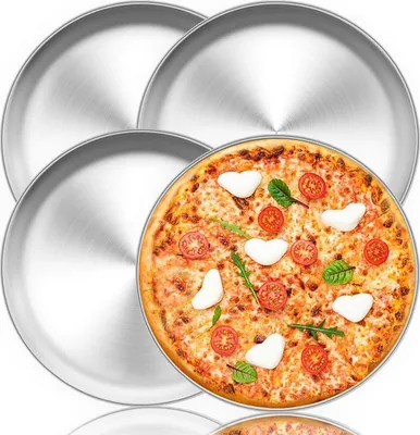 Obrázok produktu pre Súprava 4 plechov na pizzu 29 cm z nehrdzavejúcej ocele, okrúhly, do rúry, zdravý a odolný