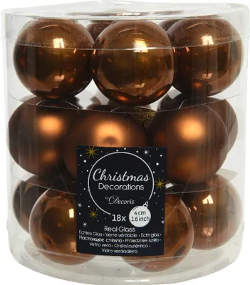Produktbild von Weihnachtskugeln Glas 4cm 18 Stück - Zimt