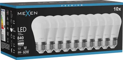 Obrázok produktu pre Mexen Nova 10x LED žiarovka E27, G45, 8 W, neutrálna – 4000 K, 840 lm – L101-E27-0840-01x10
