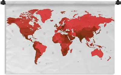 Produktbild von MuchoWow® Wandteppich Wandbehang Weltkarte - Rot - Einfach 60x40 cm Tapisserie Dekoration Wandtuch - Wanddekorationen