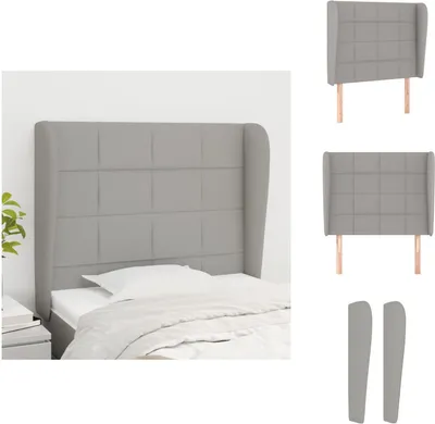 Produktbild von vidaXL Kopfteil mit Ohren Hellgrau 103x23x118/128 cm Stoff -  Kopf- & Fußenden