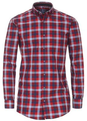Productafbeelding van REDMOND Langarmshirt, rood/blauw geruit, maat XL, comfort pasvorm