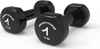 Zdjęcie produktu dla Hantla Bodytone Vynil 1kg 2 sztuki srebrna 1kg srebrna 1kg