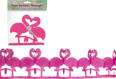 Produktbild von Girlande Flamingo 2m Partygirlande Papier Party Deko Pink Tropic Sommer Garten