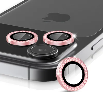 Produktbild von Kamera Linsenschutz Glas Set mit Schmucksteinen für Apple iPhone 17 Pro Schutzglas Camera Linse Panzerfolie 9H Pink