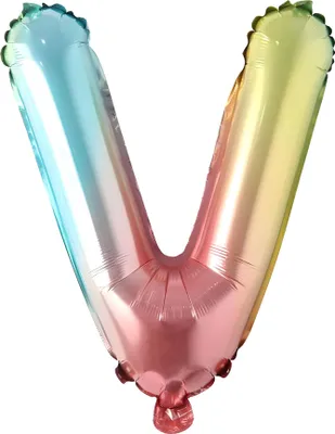 Produktbild von Folienballon Buchstabe V, regenbogen bunt, ca. 40 cm, für Luftbefüllung