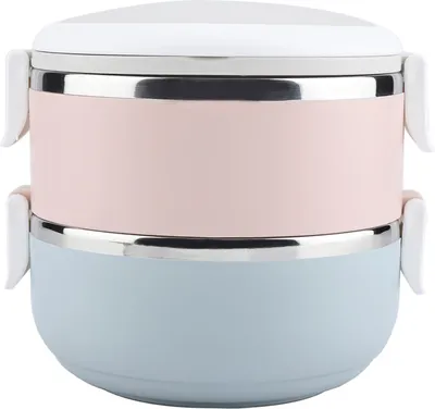 Produktbild von Tragbarer Edelstahl-Lunchbox-Behälter Bento Box Food Container (2 Schichten 1400ml)