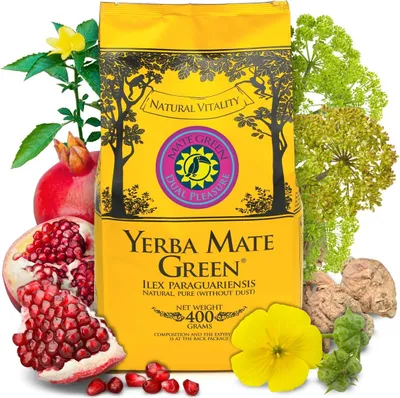Produktbild von Yerba Mate Tee MATE GREEN Dual Pleasure 400g  -Supergottheit - fruchtig-krautige Yerba Mate