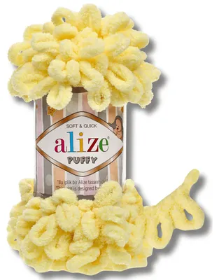 Image de Alize 1 x 100 g de laine Puffy, unie, pour le crochet et le tricot (jaune clair - 13)