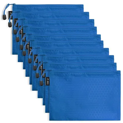 Produktbild von Dokumententaschen A4 Wasserdicht mit Reißverschluss Blau 10 Stück