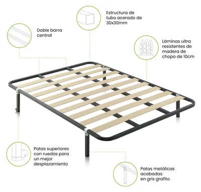 Imagen del producto de duehome -Somier láminas con estructura metálica RX Silver