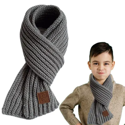 Produktbild von Kinder Loop Schal gestrickt weich warm grau für Jungen Mädchen Babys Kleinkinder