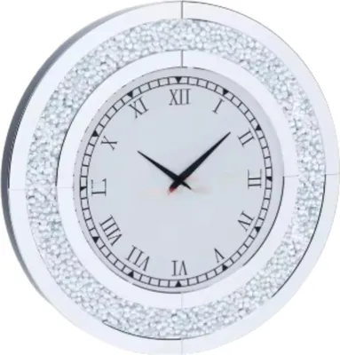 Image de Élégant miroir mural rond / horloge murale – Argent – 80 cm – Design moderne – Sans éclairage – Pour le salon et la chambre à coucher