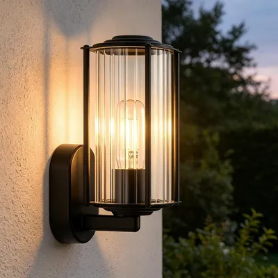 Produktbild von ZMH Wandlampe Aussen Außenleuchte Schwarz Aussenlampe Wand E27 IP65 Wandleuchte Innen Außenwandleuchte für Terrasse Balkon Hauswand Garten MAX.40W