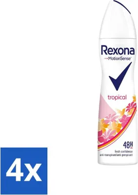 Obrázok produktu pre Rexona – dezodorant v spreji – Motion Sense – Tropical – antiperspirant a transpirant – 150 ml – výhodné balenie – 4 kusy