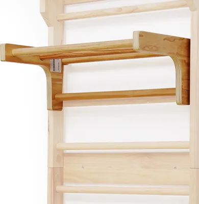 Zdjęcie produktu dla Physionics® Zdejmowana drążek do podciągania się na drabince gimnastycznej – nośność do 100 kg, 3 szczeble, 73 x 45 x 27 cm, wykonany z drewna, regulowana wysokość – drążek do podciągania się, drążek gimnastyczny, drążek do zawieszania, ścianka gimnastyczna