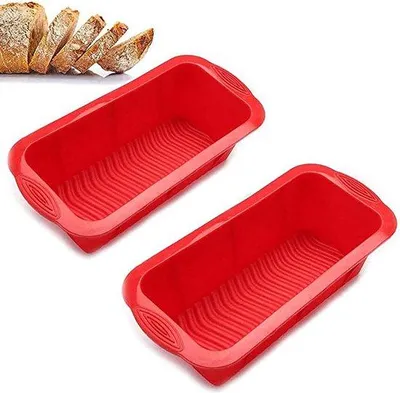 Obrázek produktu pro Sada 2 silikonových obdélníkových forem na dorty, silikonové formy na chléb, formy na toast, snadno omyvatelné formy, ideální na domácí rohlíky.