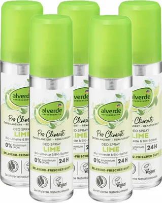 Produktbild von 5 x alverde Naturkosmetik - Deo Zerstäuber Deodorant Lime Limette Salbei (5 x 75 ml)