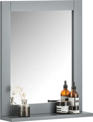 Produktbild von SoBuy FRG129-SG Spiegel Wandspiegel Badspiegel mit Ablage Kosmetikspiegel stahlgrau BHT: 40x50x10cm