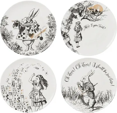 Produktbild von Frühstücksteller, 4er-Set, Porzellan, 20,5 cm - Q&A | Alice im Wunderland