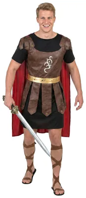 Produktbild von Gladiatoren-Erwachsenenkostüm Römer braun-schwarz-rot - XL