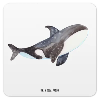 Produktbild von Mr. & Mrs. Panda Tassenuntersetzer Orca 6er Set - Weiß - Geschenk, Neustart, Motivation, Untersetzer für Gläser, Glas-Untersetzer, coaster, Meer, Orcas, Arbeit, Design