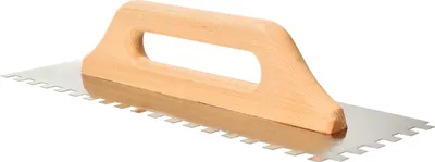 Produktbild von KOTARBAU® Zahnglättekelle aus Edelstahl 380 mm Zahnung 10x10 mm mit Holzgriff