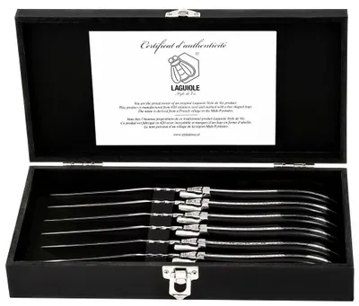 Produktbild von Laguiole Style de Vie Steakmesser Luxury Line Schwarz Ebenholz 6 Stücke