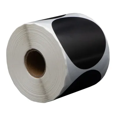 Produktbild von 500 runde Etiketten schwarz 65 mm auf Rolle - Verschlusssiegel - Markierungspunkte - Blanko-Rundaufkleber - DULA