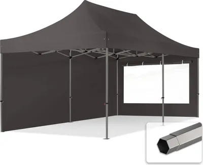 Zdjęcie produktu dla 3x6 m Namiot Ekspresowy, PREMIUM Stal 40mm, ze ścianami bocznymi, okna panoramiczne, ciemnoszary