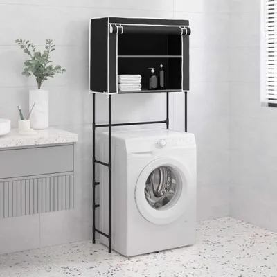 Produktbild von The Living Store Waschmaschinenregal 2 Ablagen Schwarz 71x29,5x170,5 cm Eisen