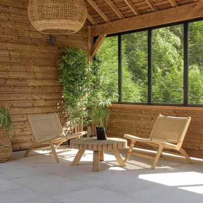 Produktbild von VALERIA – Gartenset aus recyceltem Teakholz und Rattan für 2 Personen
