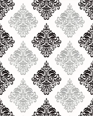 Immagine prodotto di Carta da parati con motivo barocco EDEM 85024BR20 liscia con accenti metallici bianco nero argento 5,33 m2