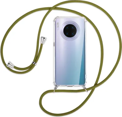 Produktbild von Handykette Backcover-Schutzhülle mit Band (Metall silberfarben) für Huawei Mate 30 Pro - khaki