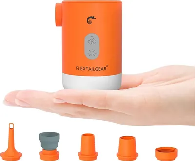 Image de Flextail Gear Max Pump 2 Pro : Pompe pour matelas gonflables - 4 en 1 - Pompe à air, lampe, pompe à vide, batterie externe - Orange
