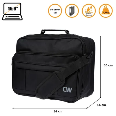 Produktbild von Flugbegleiter Arbeitstasche Messenger Herren Tasche Umhängetasche Schwarz DIN A4 Uni
