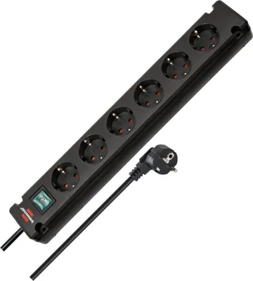 Produktbild von Brennenstuhl 1150650316, 3 m, Drinnen, Schwarz, 6 AC-Ausgänge, 400 mm, 350 mm